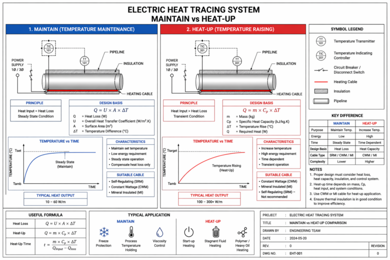 Trace Heating Layout Maintain vs Heat-Up in Electric Heat Tracing Systems